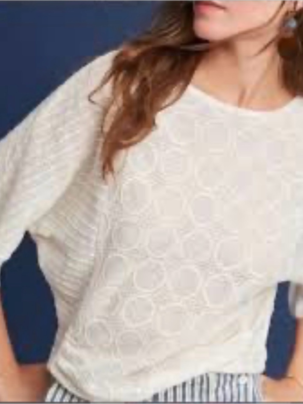 Akemi +Kin Cream Crochet Knit Short Sleeve top